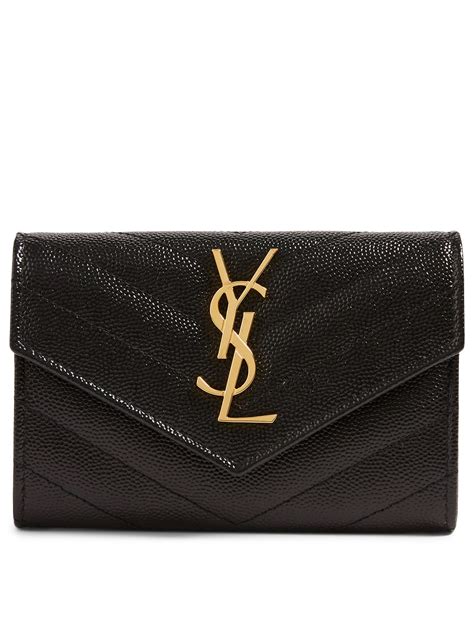 mens saint laurent large ysl monogram leather wallet|ysl large flap wallet.